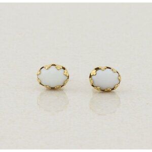 14k Yellow Gold Natural Opal Earrings Stud Post 3/8" x 1/4"